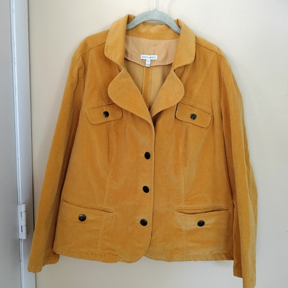 Corduroy Figure Flattering Yellow Jacket 20W Stretch Office Travel - Picture 1 of 7